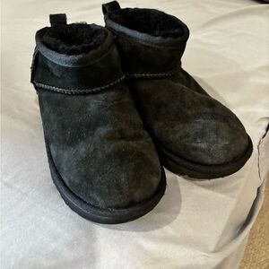 UGG Kids Black Suede Slippers